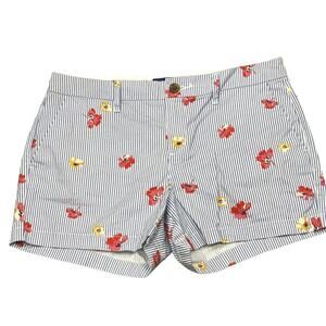 Old Navy Everyday Shorts Blue & White Stripes Floral Preppy 100% Cotton size 4